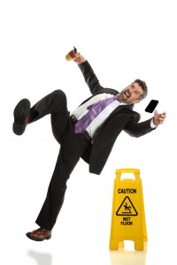 Southern California Injury Lawyers - businessman falling on wet floor